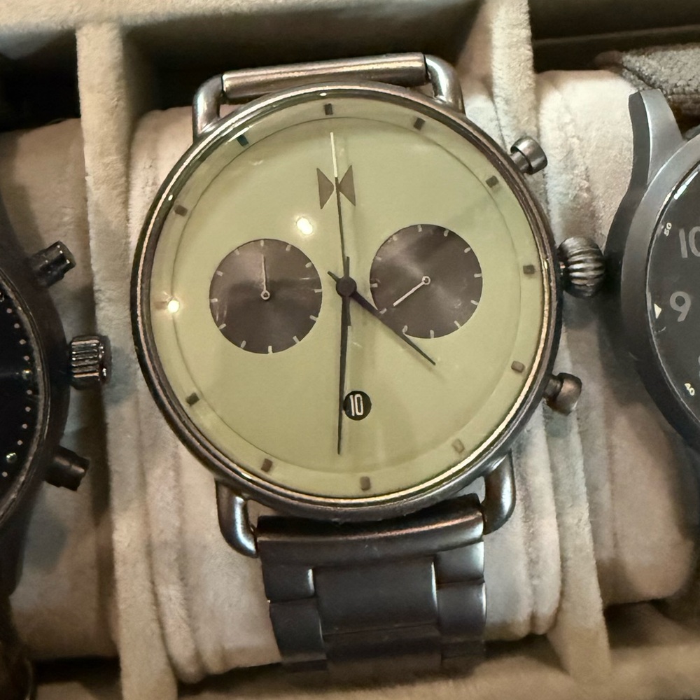 Men's Matte Green Watch with Matching Stainless Band